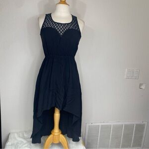 Cozy Juniors Black Sleeveless Crochet Detail High Low Dress Size Medium Casual